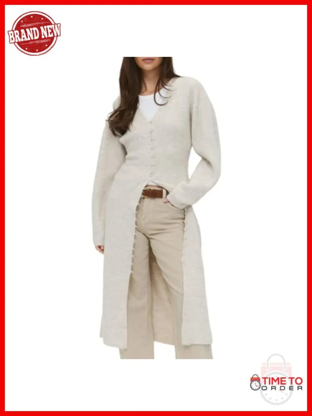 Womens Long Cardigan Sweater Dress V Neck Button Down Chunky Knit Duster